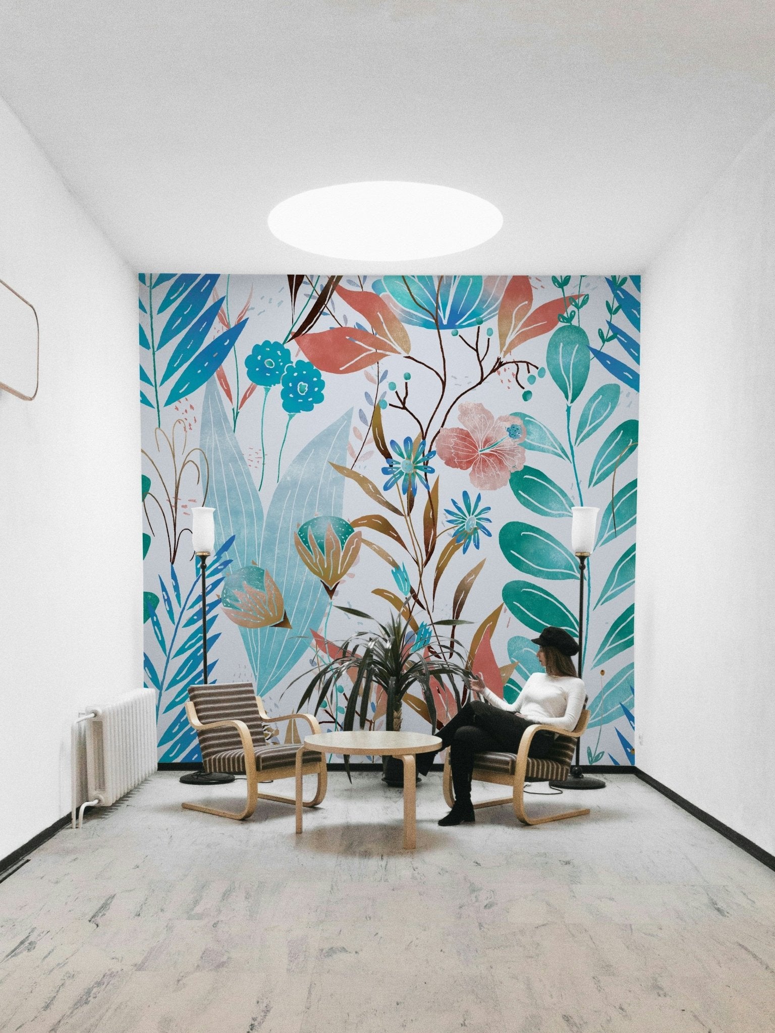 Wild Bloom Symphony Blue wallpaper detail GD035

