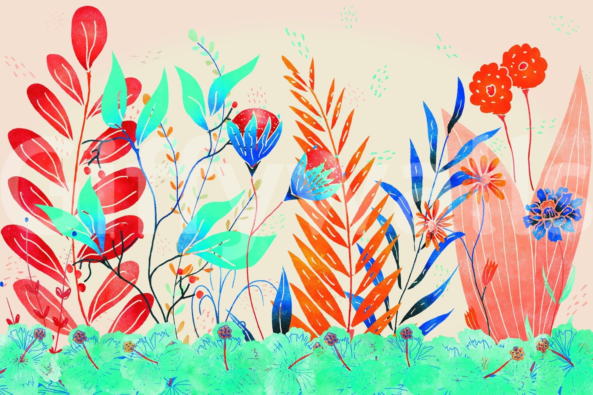 A high-quality serene flower wall mural for walls.