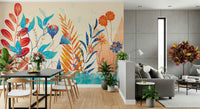 An artistic nature inspired mural for home decor.
