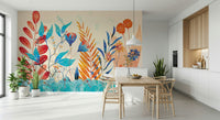 A beautiful modern art wall mural of delicate flowers.
