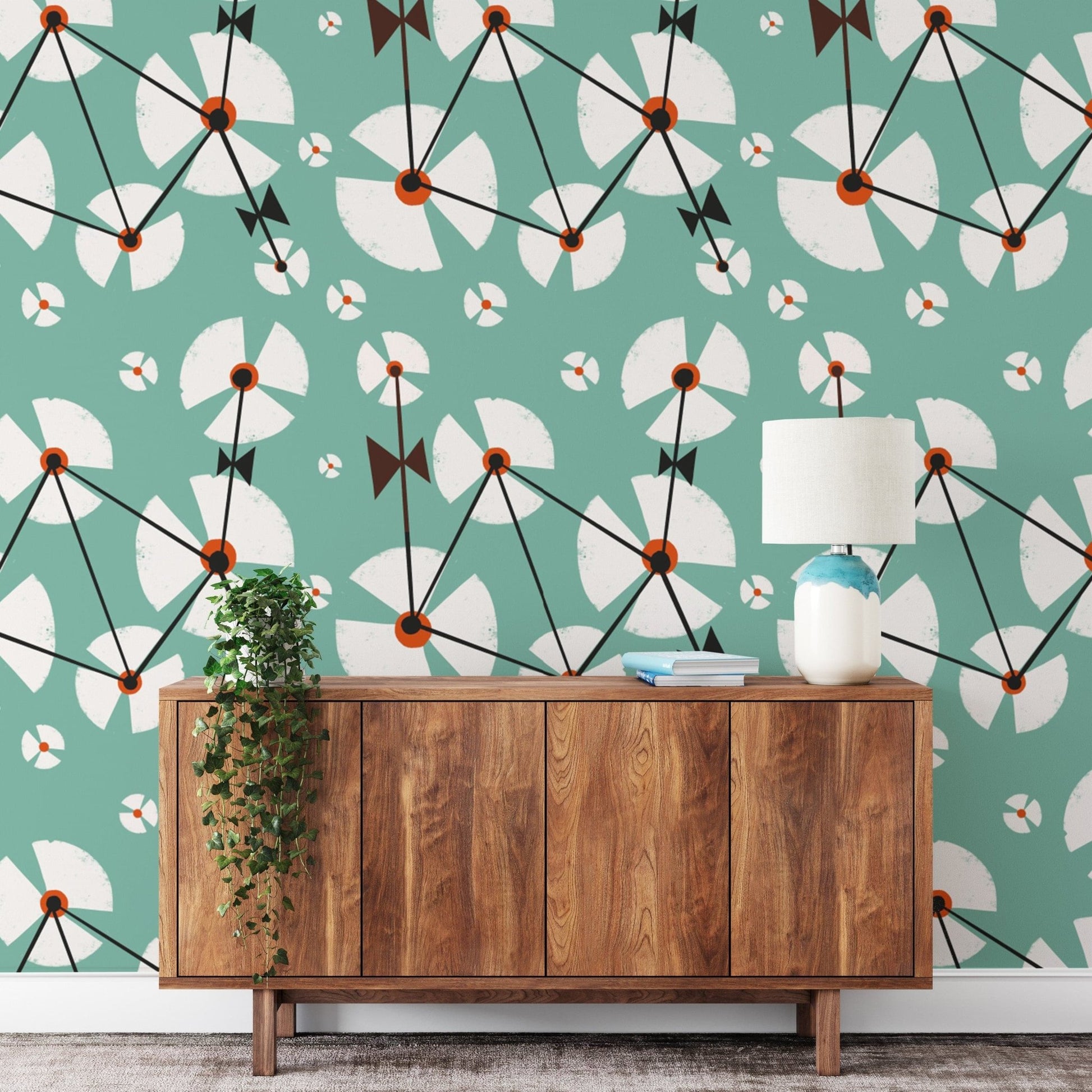 Blue Wild Dandelion Repeat Pattern Wallpaper for decor