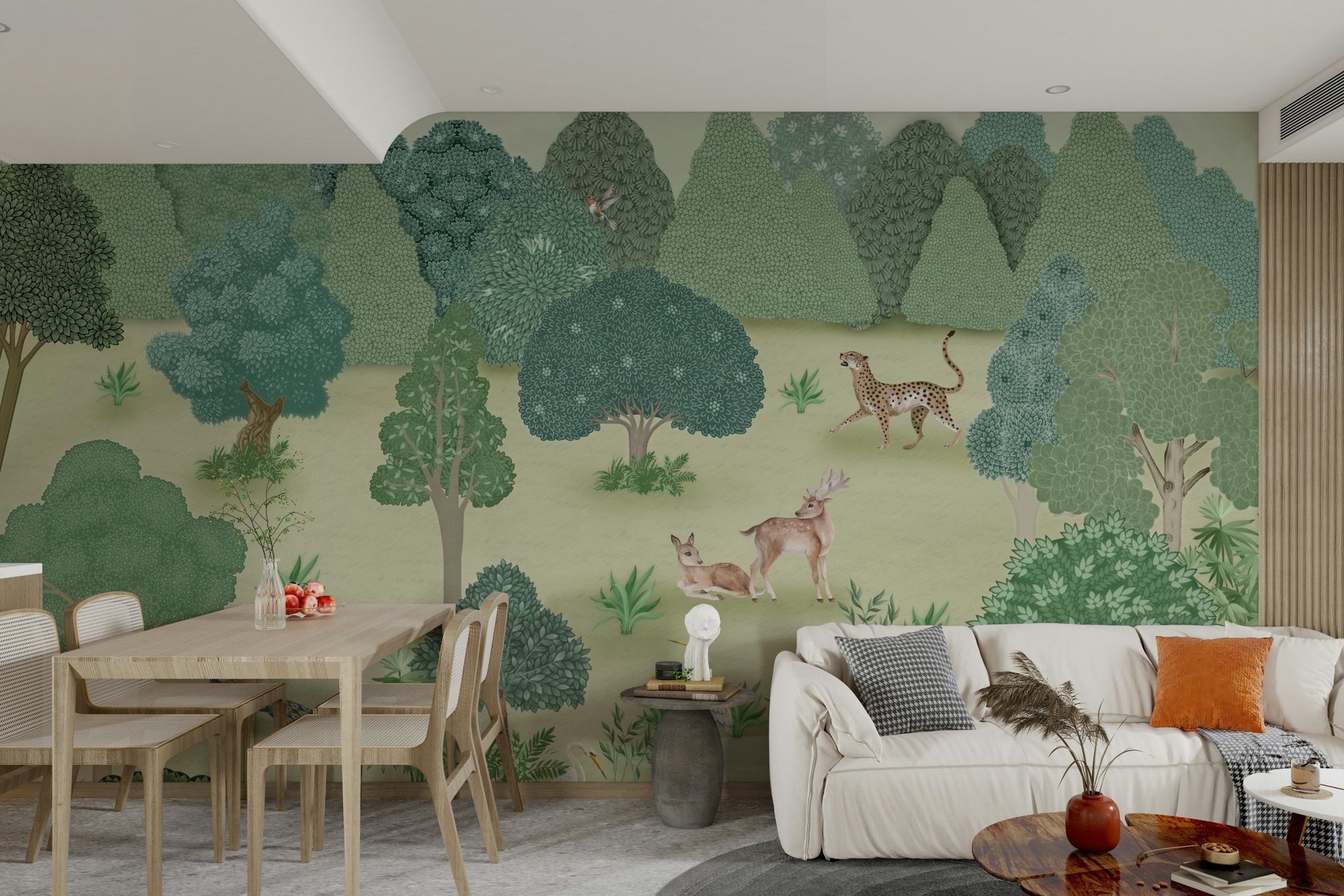 The colors are gentle and muted, with a neutral, gray and beige palette.

