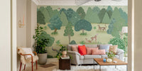 A peaceful wall mural with an organic, animal design.

