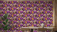 Whimsical Wild Flowers and Mushrooms Purple Wallpaper