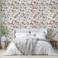 Wildflowers watercolor wallpaper for natural decor.

