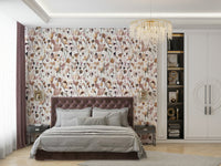 Watercolor wildflowers in soft beige wallpaper design.

