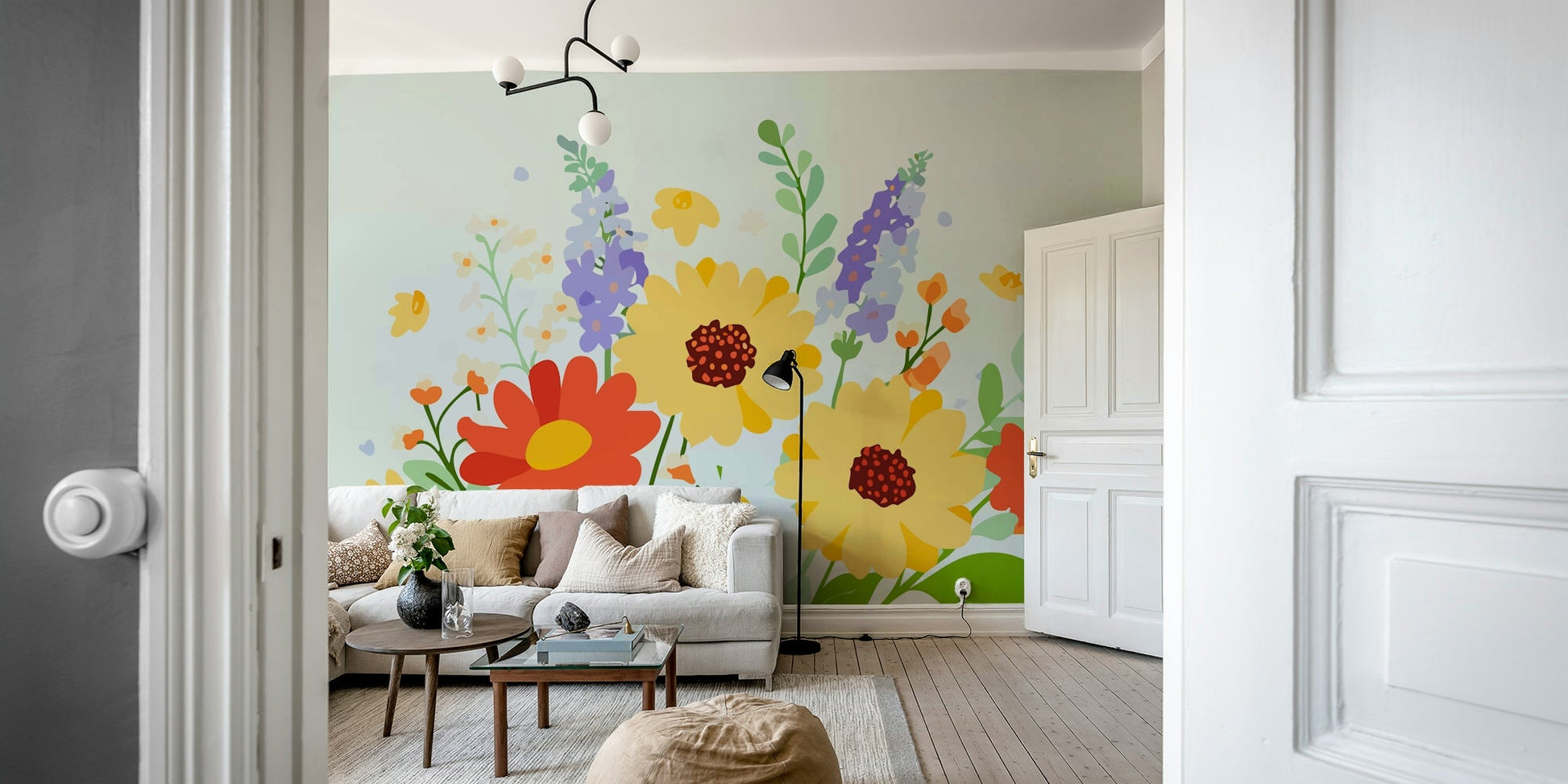 The colors are rich and vibrant, with greens, pinks, and purples.

