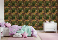 Soft pink kids room framed by Wild Jungle Roam Tigers Tropical Monstera Wallpaper, GD8949