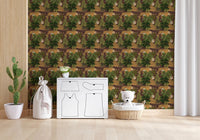 Minimal shelf setup against Wild Jungle Roam Tigers Tropical Monstera Wallpaper, GD8949