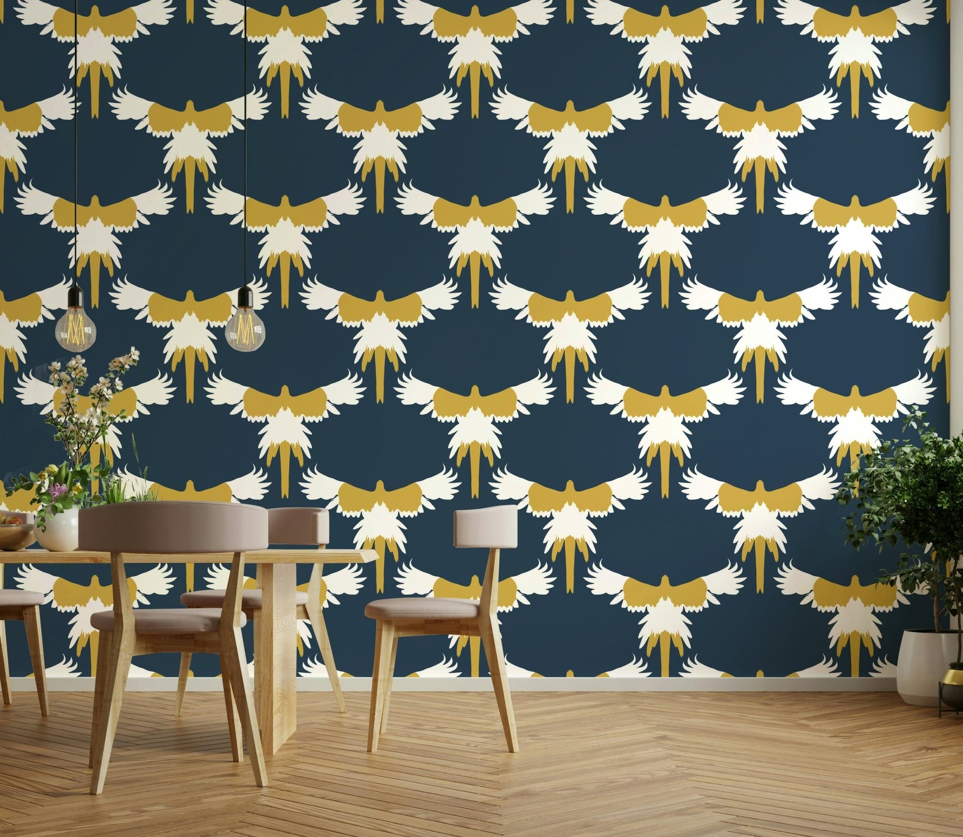 Large bird wall mural pattern
