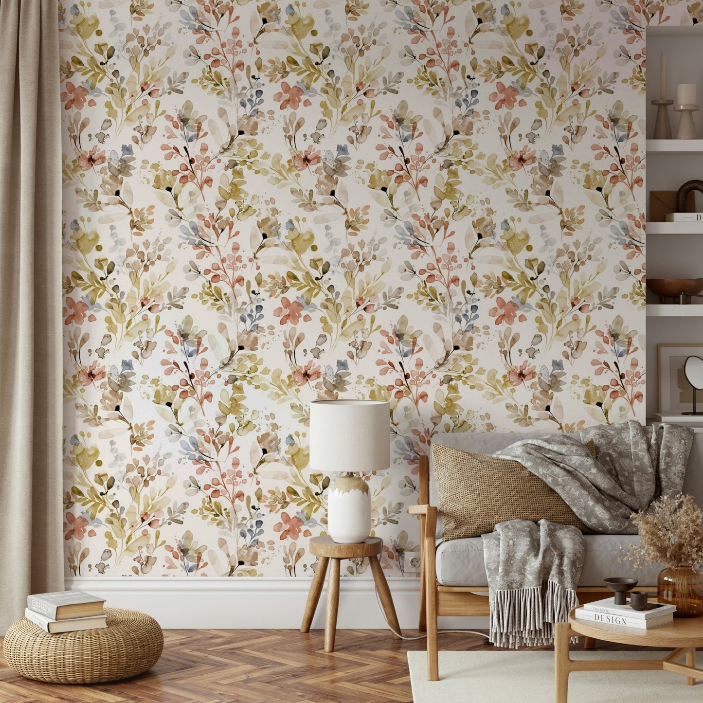 Wild Nature Plants Gold Wallpaper for Modern Interiors

