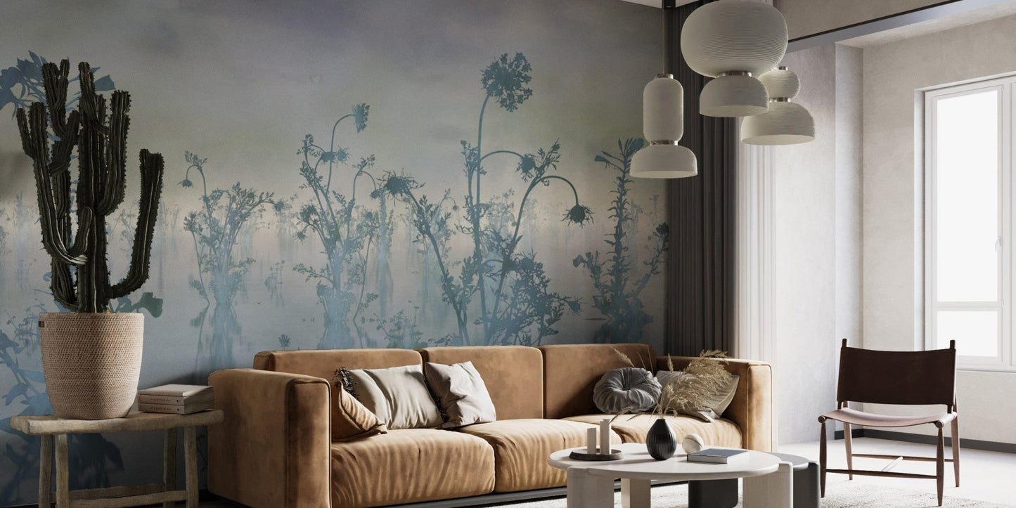 Pastel wildflower mural with morning mist DTIL25
