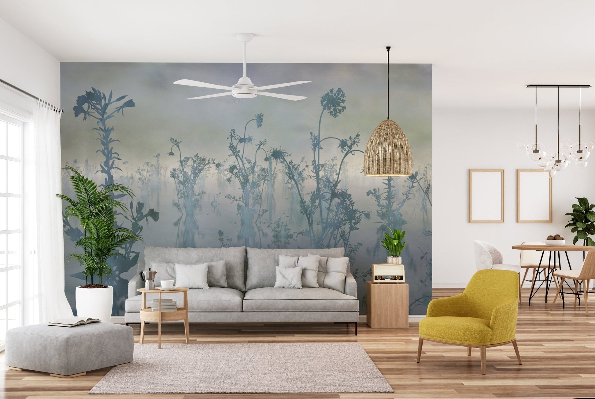 Misty nature flower mural in soft colors
 DTIL25