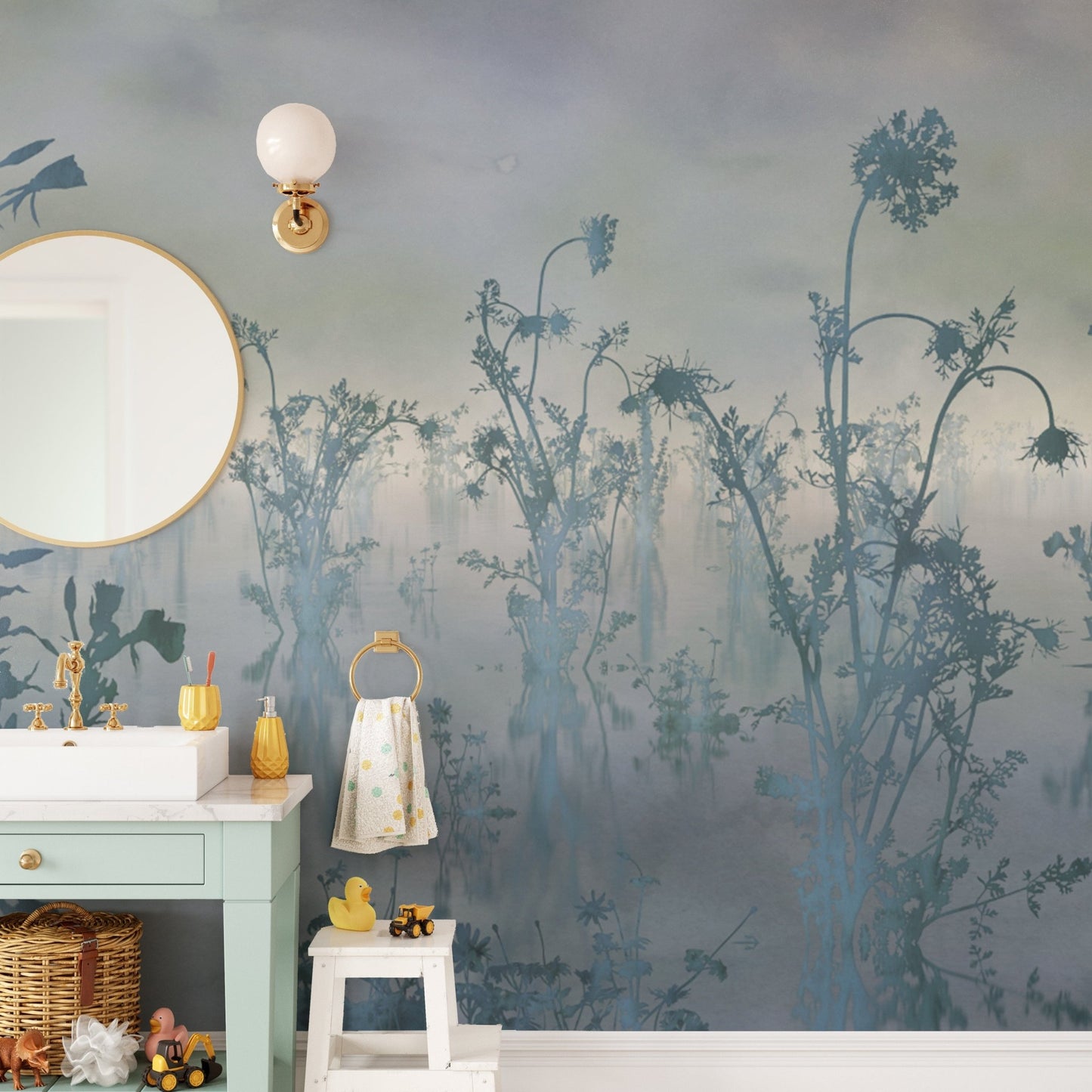 Foggy wildflower wallpaper with nature vibe DTIL25
