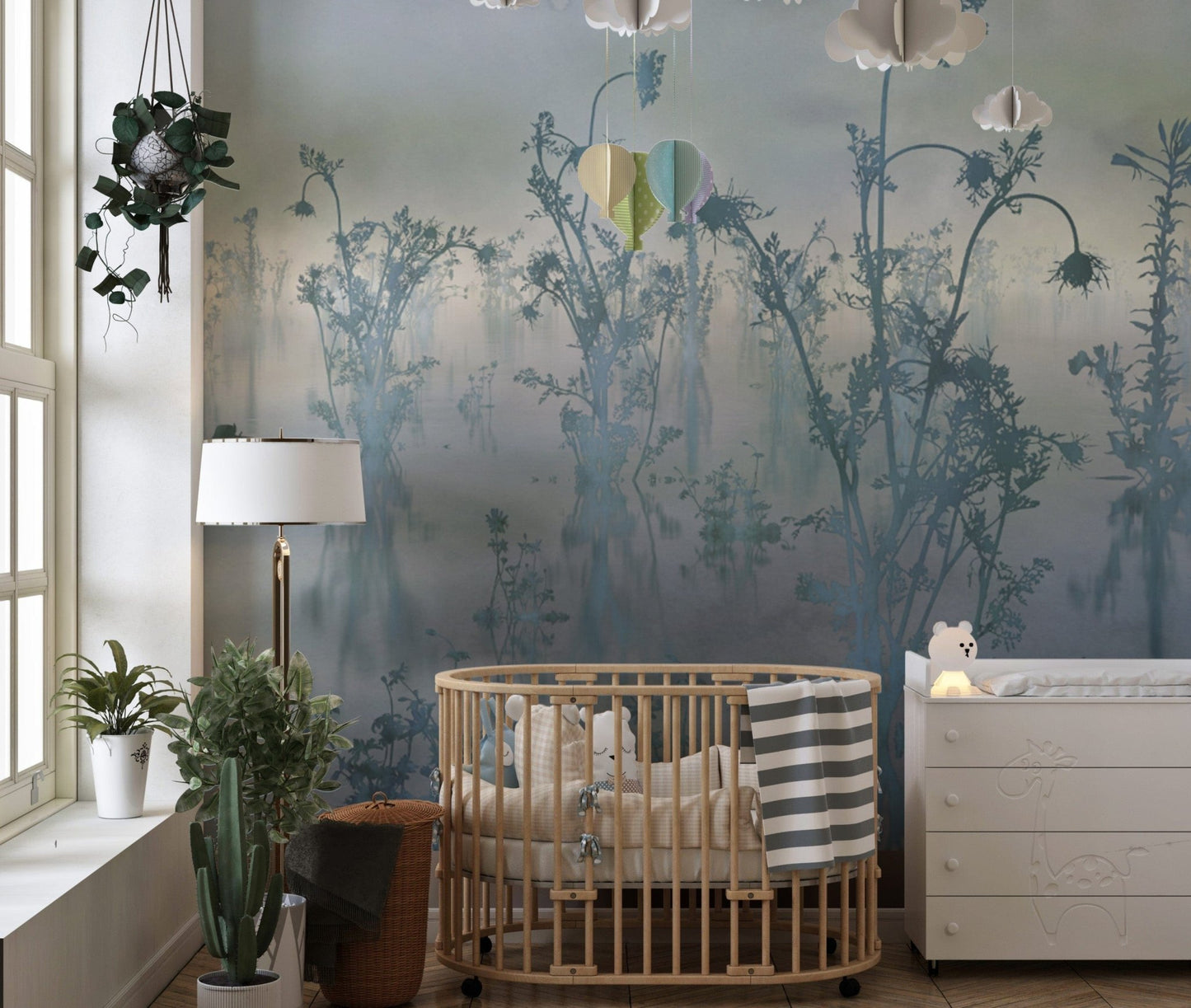 Nature wall mural wildflowers in fog
 DTIL25