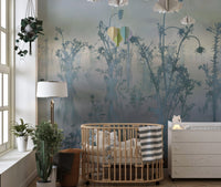 Nature wall mural wildflowers in fog
 DTIL25