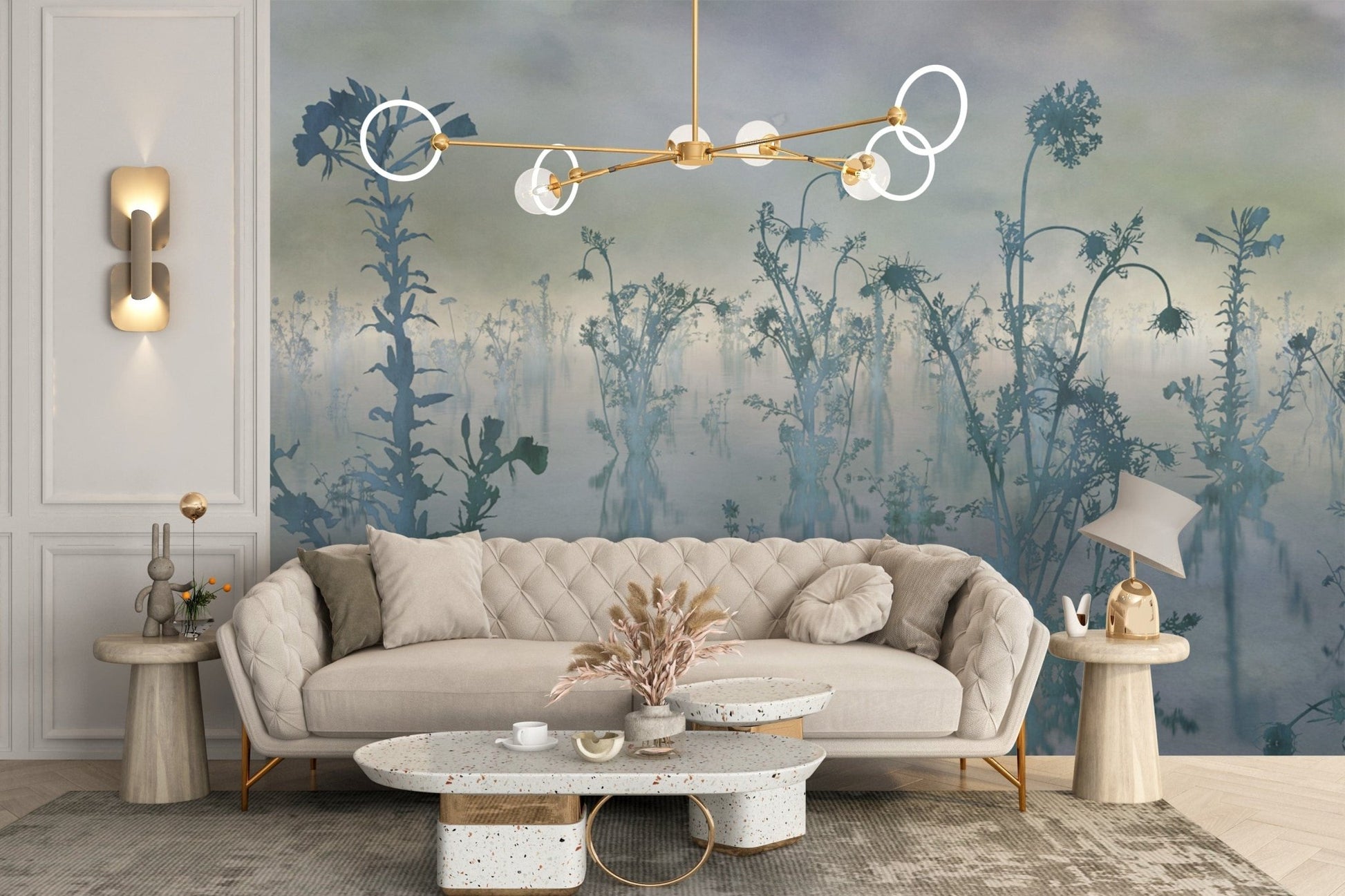 Pastel mist flower mural for calm walls
 DTIL25