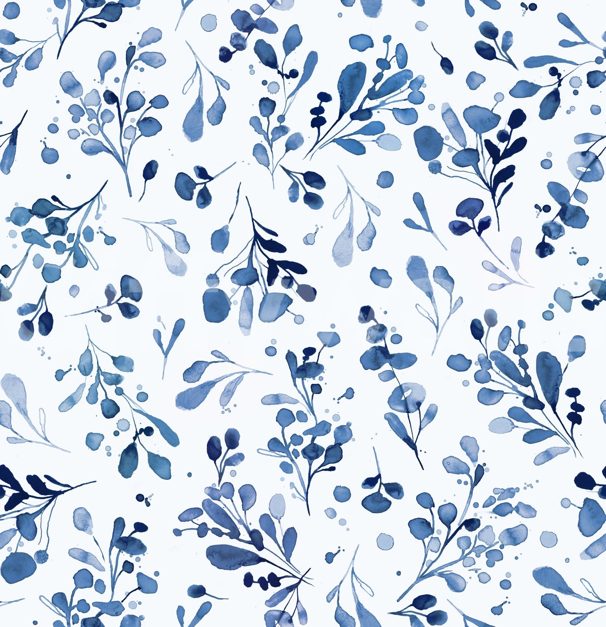 Blue wild plant wallpaper for serene and calming rooms

