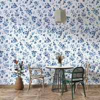 Wild plants botanical wallpaper in calming blue hues

