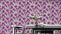 Vibrant Wild Purple Flower Pattern Wallpaper