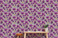 Wild Purple Flower Pattern Wallpaper for rooms