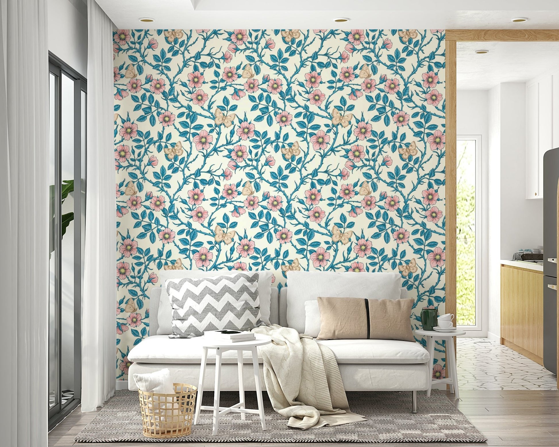 Floral wallpaper perfect for bedrooms, nurseries, or living rooms

