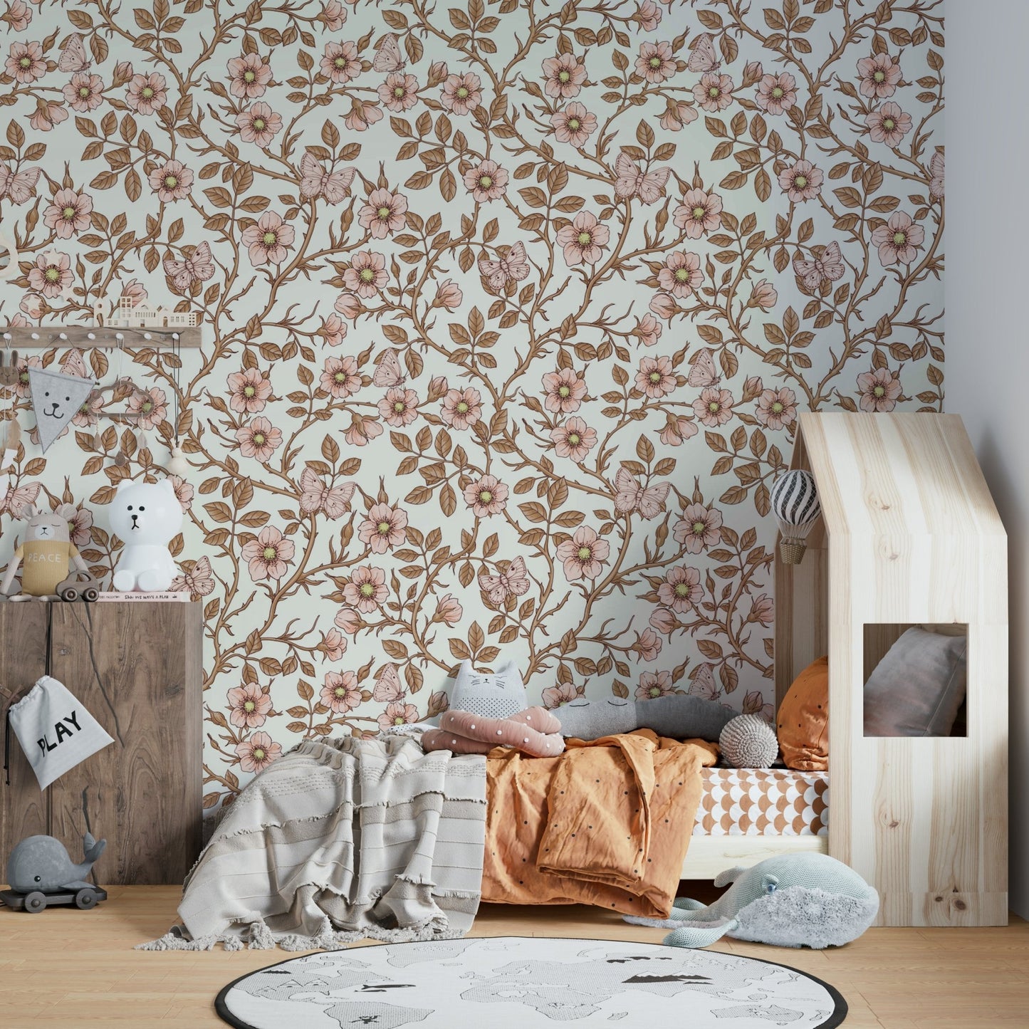 Wall mural adding a touch of whimsical elegance to any room

