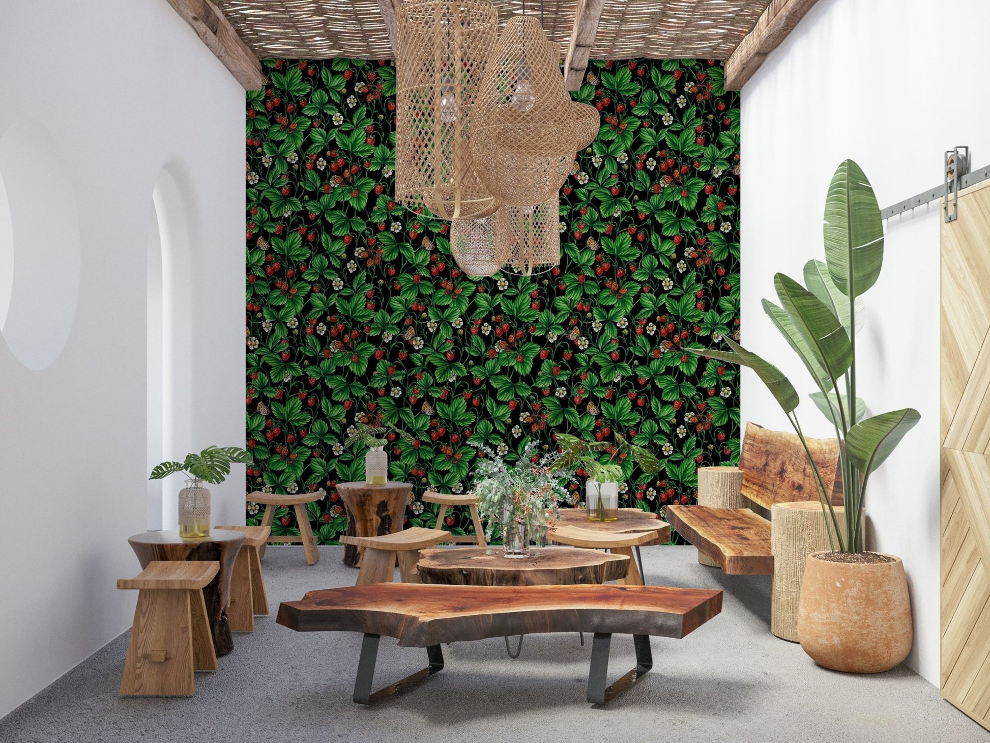 A calming floral design wallpaper mural that defines a space., GD5652