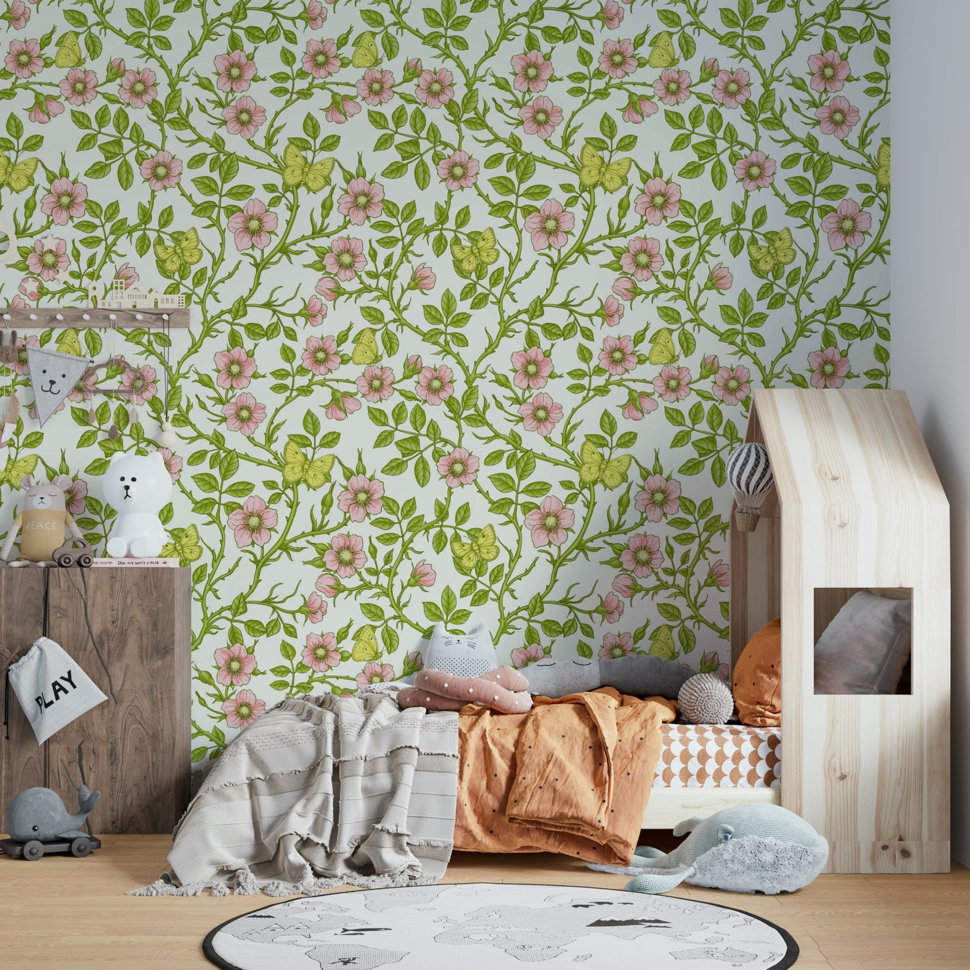 Rose garden inspired wall covering

