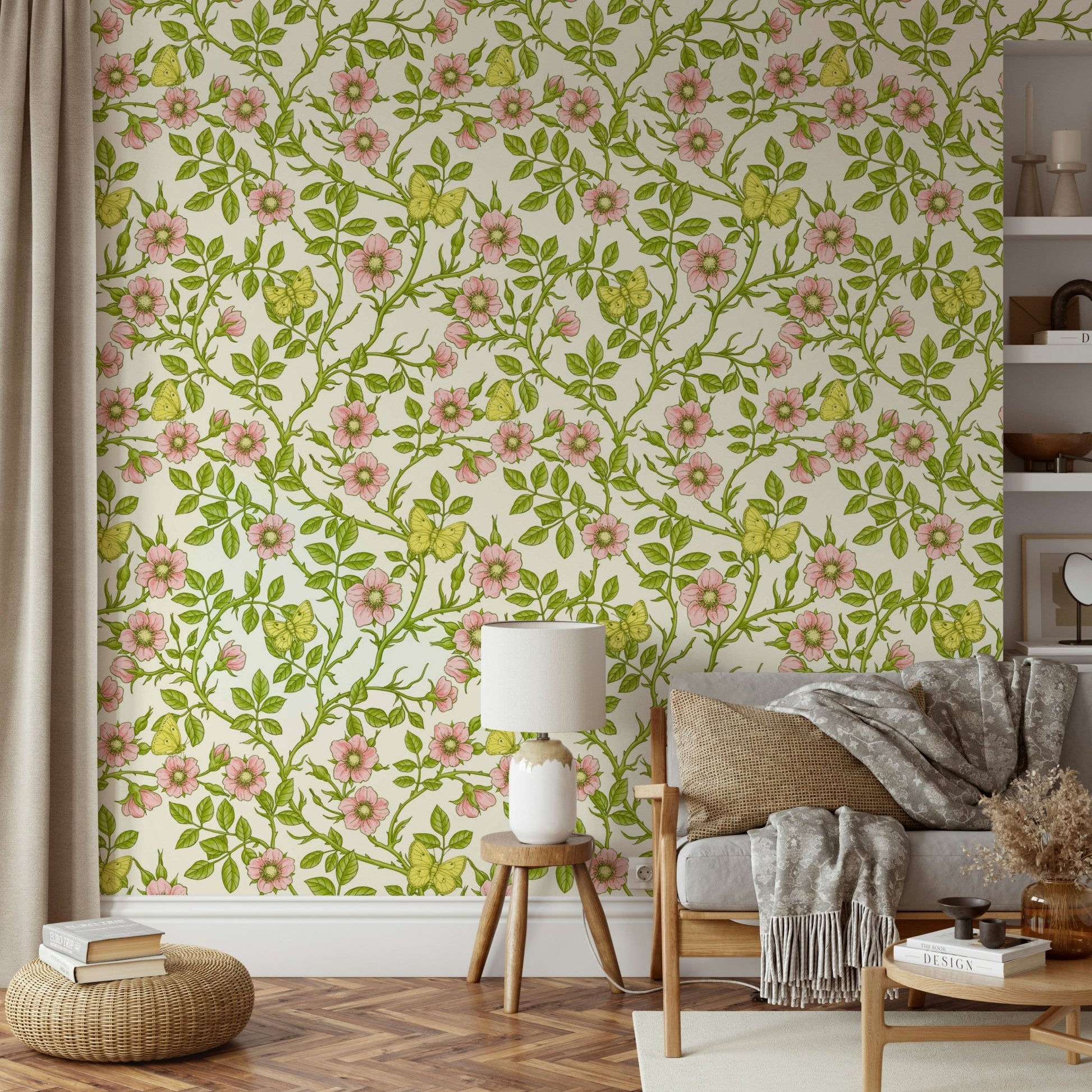 Mural wallpaper with butterfly prints

