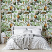 African savanna wallpaper in warm natural tones

