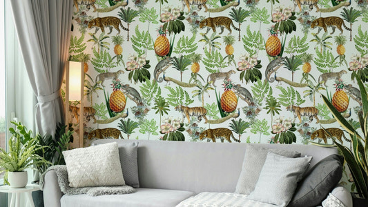 Wild Savana wallpaper with exotic landscape design

