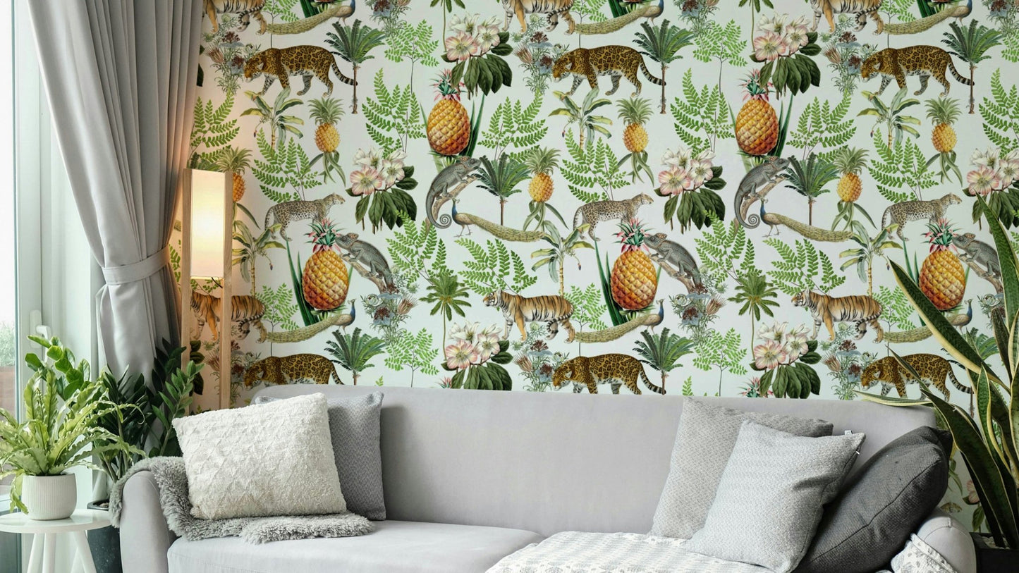 Wild Savana wallpaper with exotic landscape design

