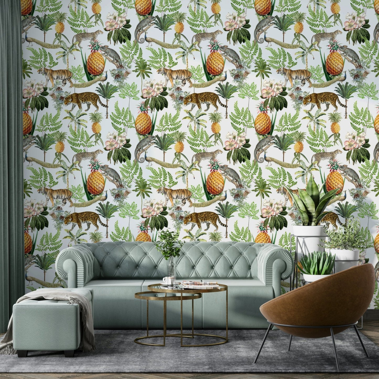 Bold wallpaper with untamed savanna setting and fauna

