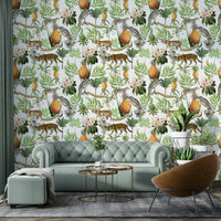 Bold wallpaper with untamed savanna setting and fauna

