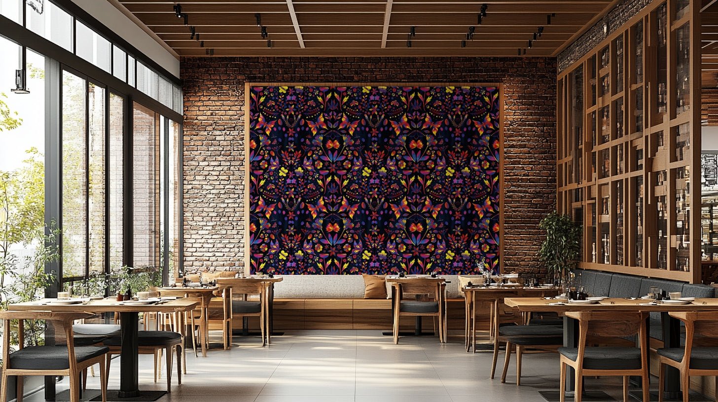 Bold garden wallpaper featuring blooming flowers in rich tones.

