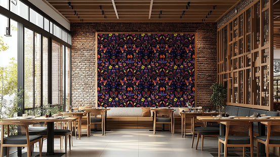 Bold garden wallpaper featuring blooming flowers in rich tones., GD1701
