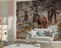 Wild Stallion Wall Mural used in a creative studio with industrial decor wallpaper.