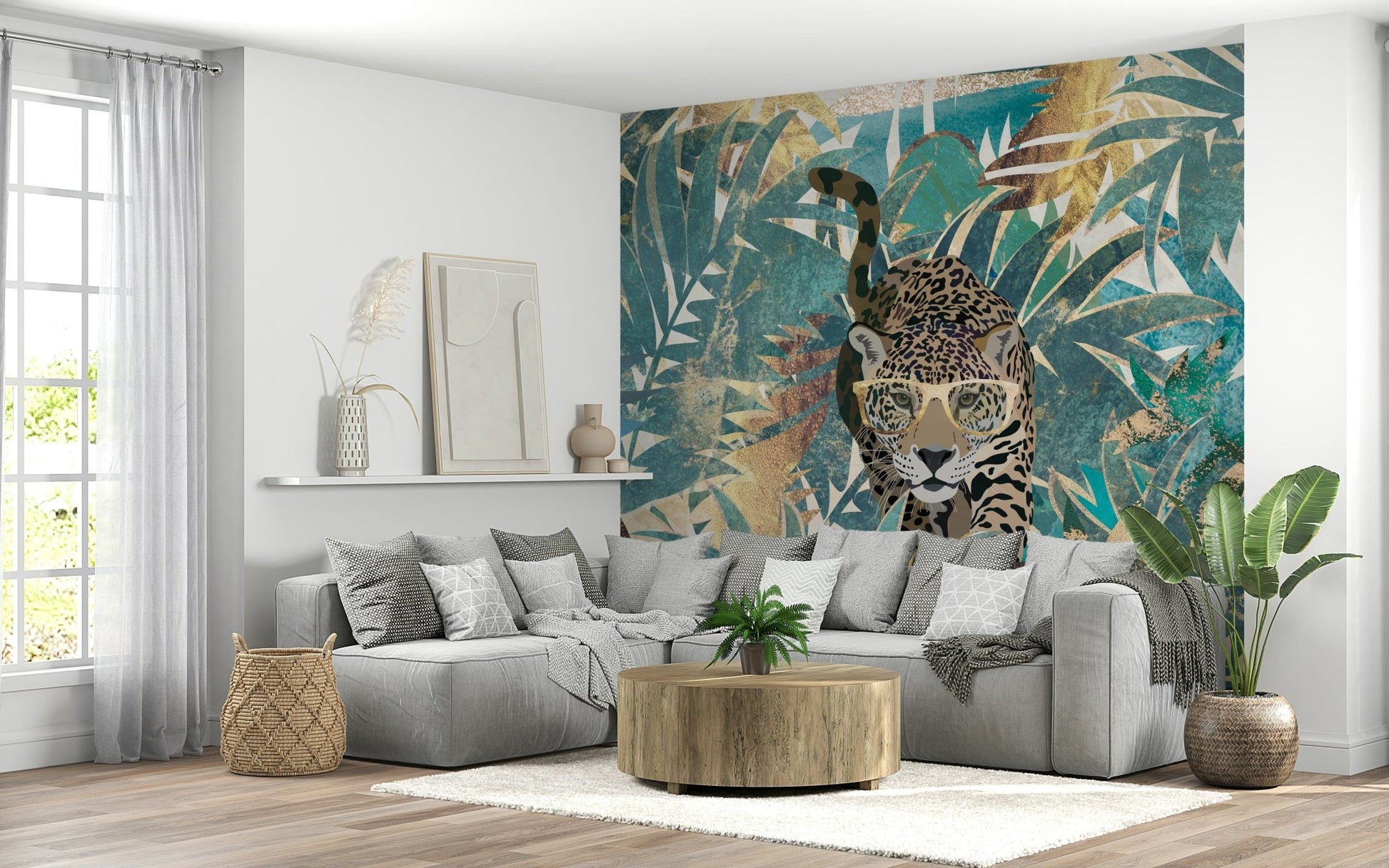 A beautiful bold animal print wallpaper mural for a dramatic interior.