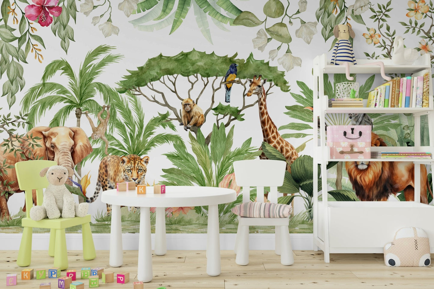 Beautiful wild watercolor design for kids’ room walls

