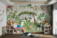 Wild nature-themed watercolor wall mural for interiors

