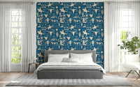 Artistic monochrome pattern of the Wild West Blueprint Wallpaper.