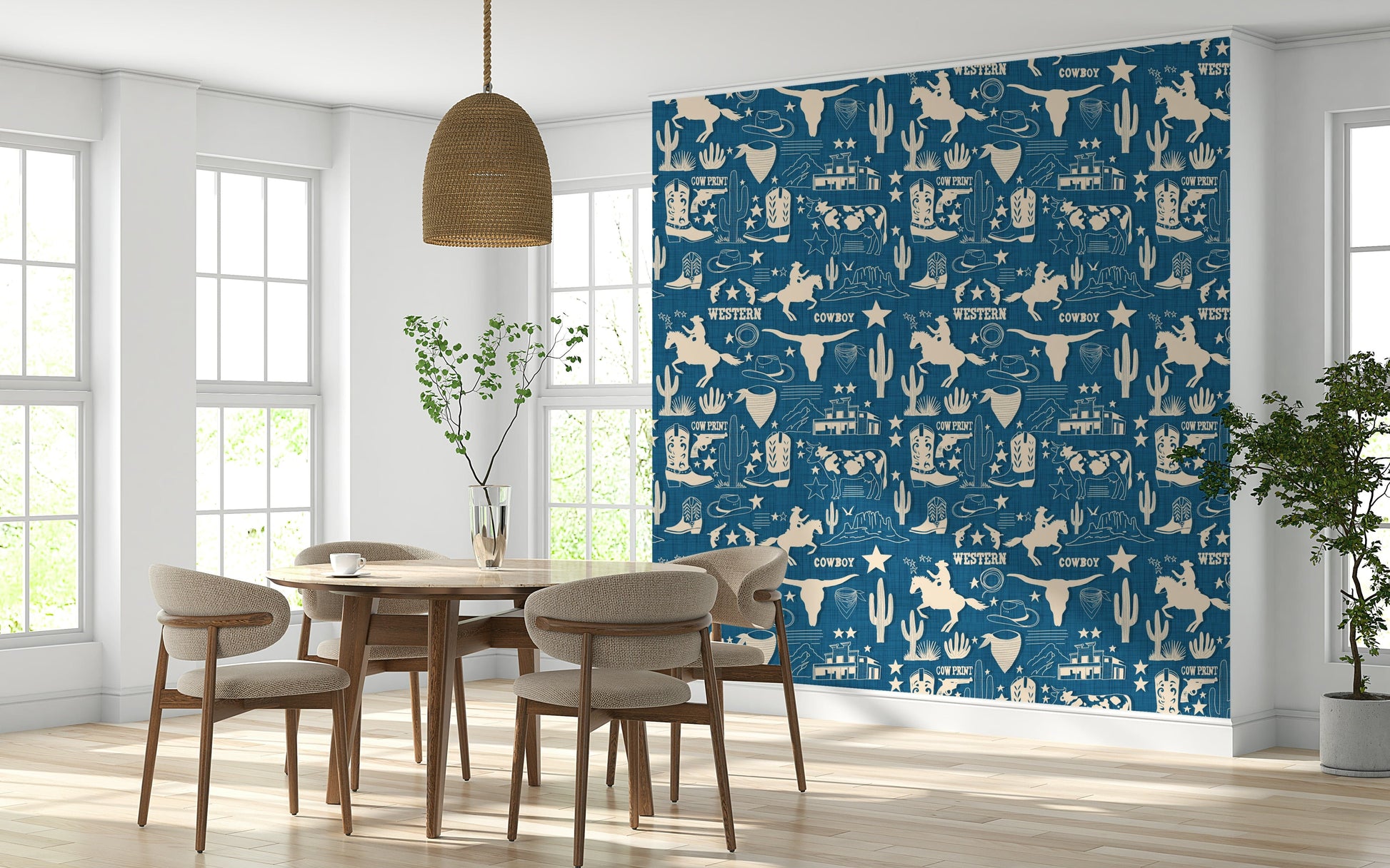 Rope and lasso graphic in Wild West Blueprint Wallpaper pattern.