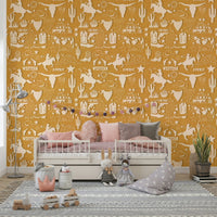Cowboy on horse Wild West Roundup Wallpaper design., GD6616