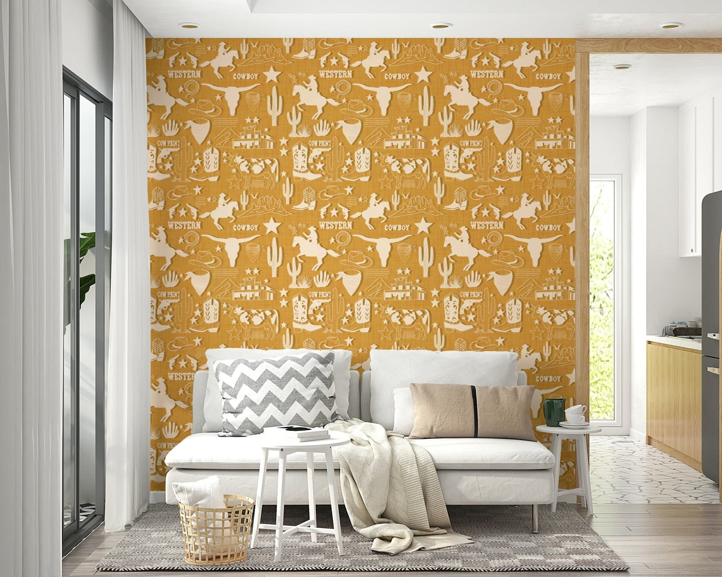 Cowboy boots and cow print Wild West Roundup Wallpaper., GD6616