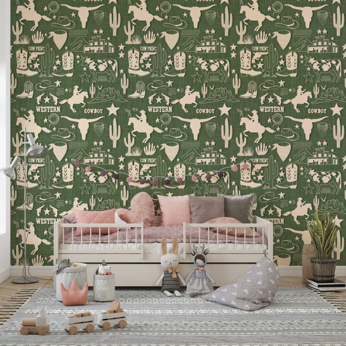 Desert cacti, mountains Wild West Sketch Wallpaper., GD6615