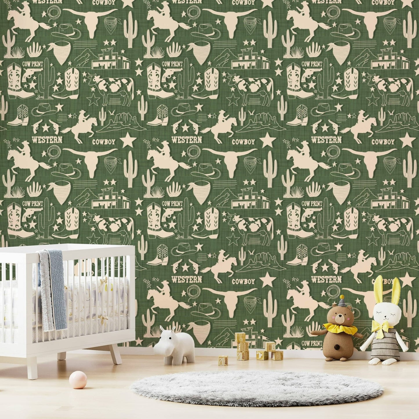Cow print and pistols Wild West Sketch Wallpaper., GD6615