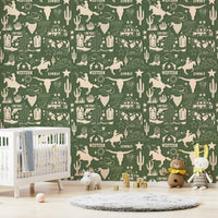 Cow print and pistols Wild West Sketch Wallpaper., GD6615