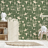 Longhorn skull, bandana, Wild West Sketch Wallpaper., GD6615