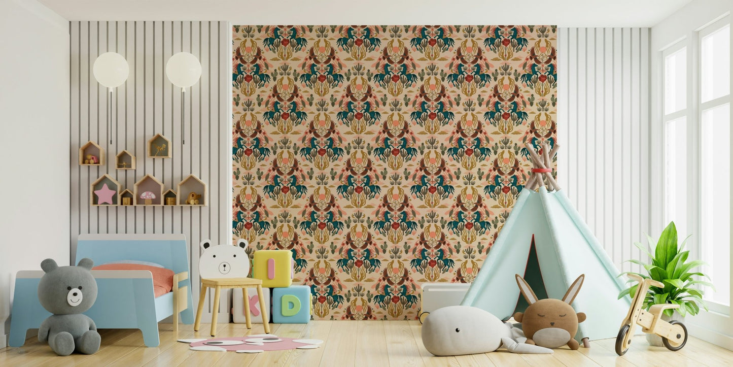 Wallpaper for walls with cowboy motifs

